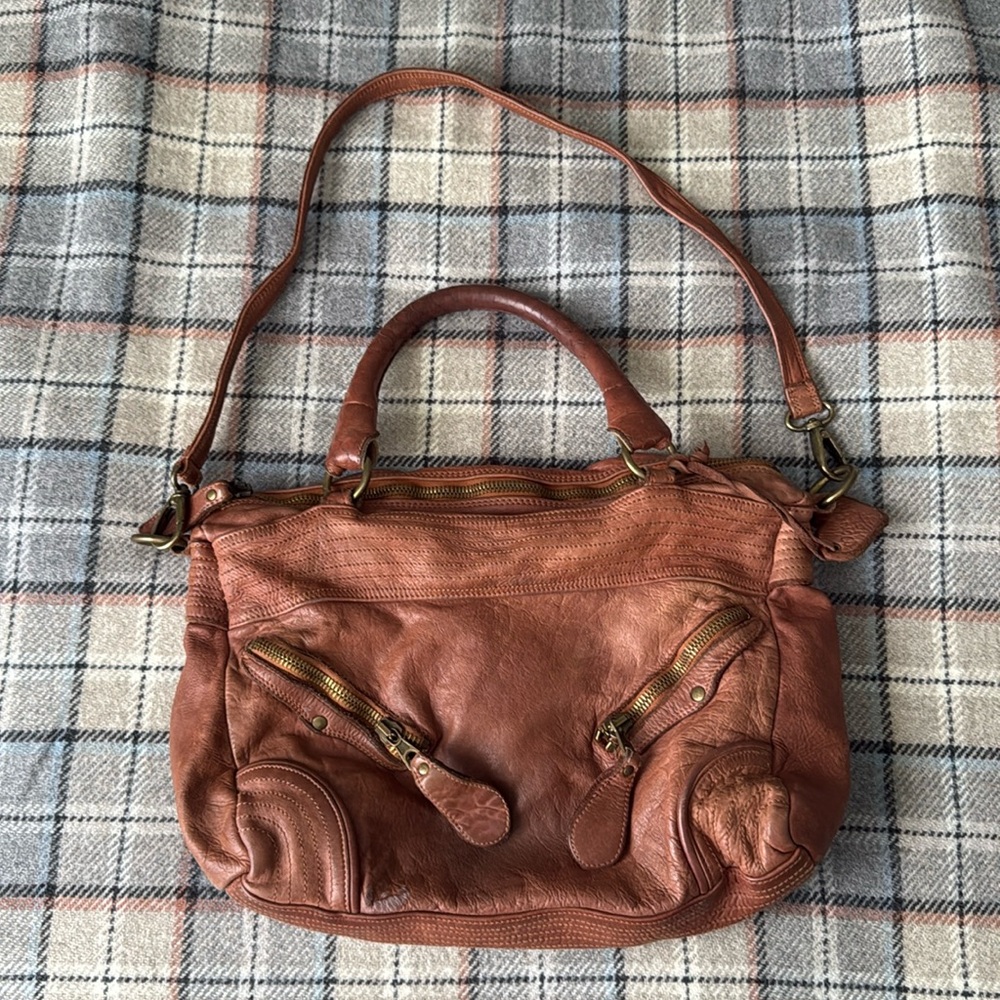 Moni Moni genuine Italian leather large brown handbag